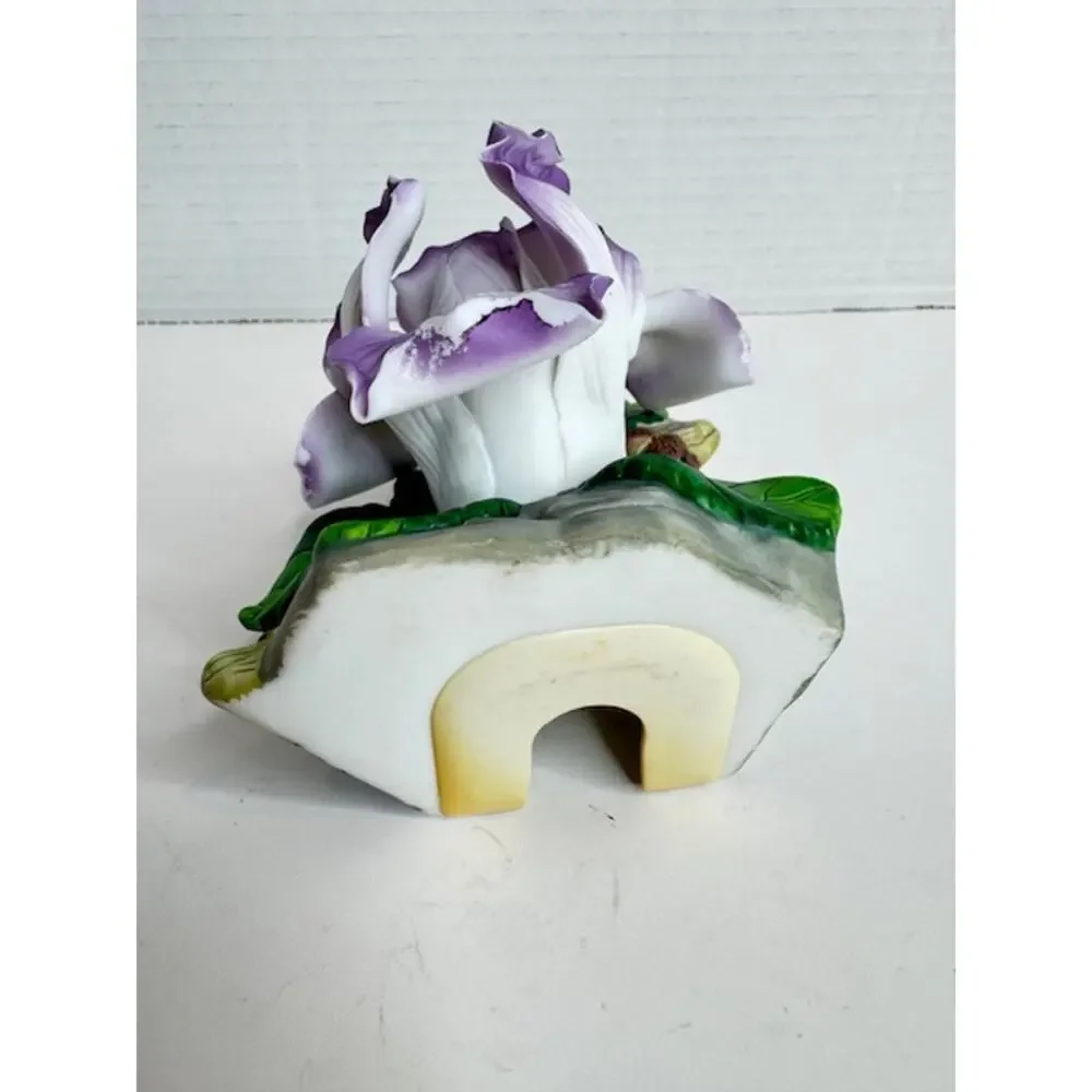 Vintage Porcelain Purple Iris Night Light Cover Floral Cottagecore Decor 4.5